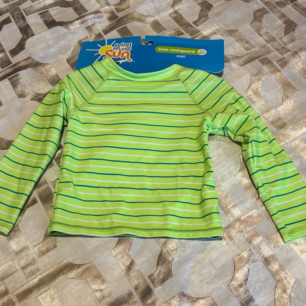Kids Striped Green Rashguard